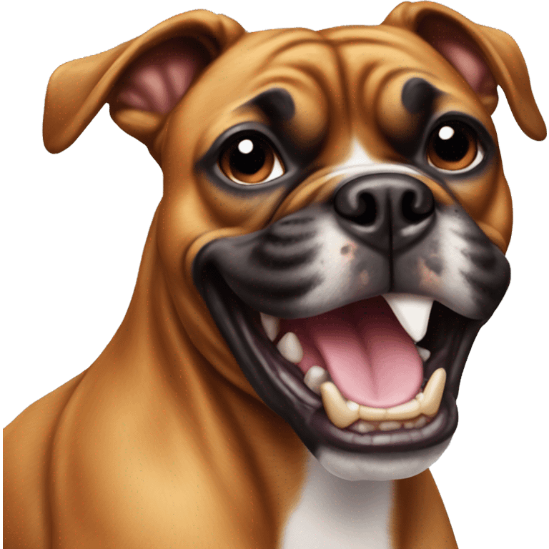 Small boxer dog with funny teeth emoji