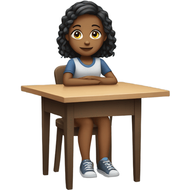 girl sitting at table emoji