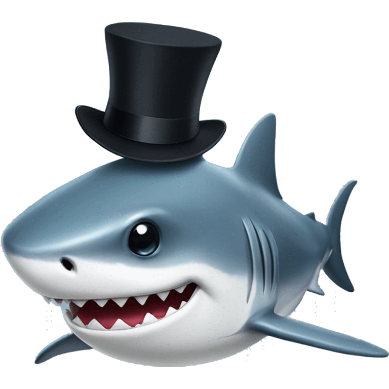 Shark with a top hat emoji