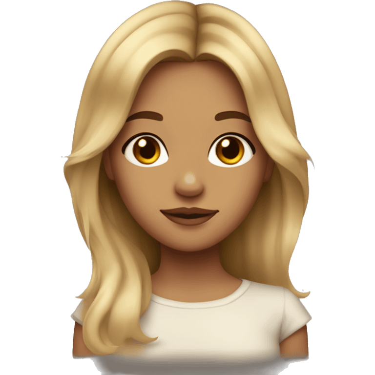 dirty blonde girl, with honey brown eyes, cute, soft, lucious hair emoji