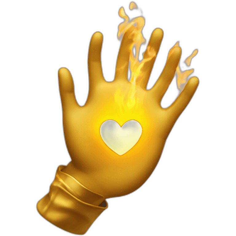 Gold hand holding fire heart emoji