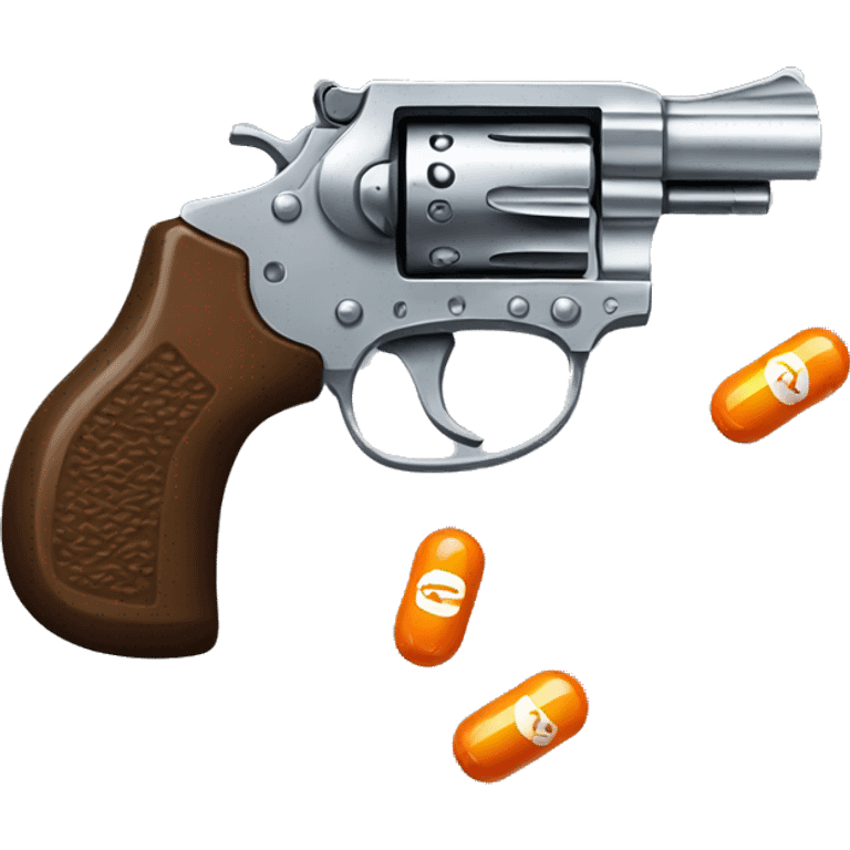 Revolver made of pills emoji