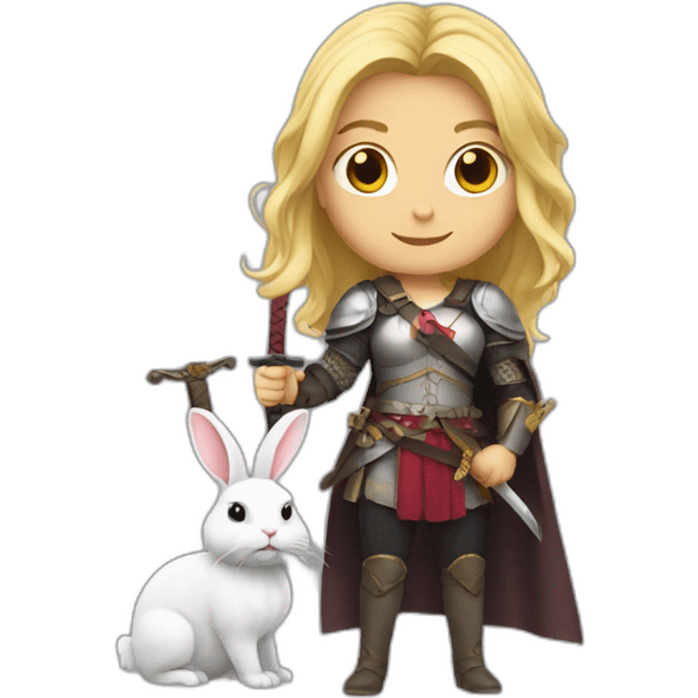 Woman blonde with sword and rabbit emoji