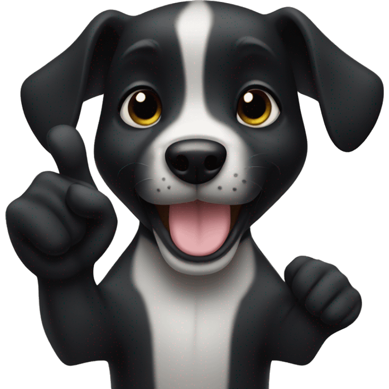 black dog puppy with thumbs up emoji