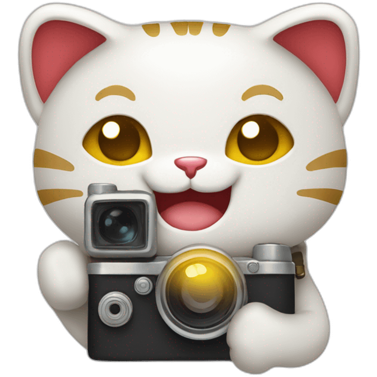 smiling-maneki-neko-with-camera emoji