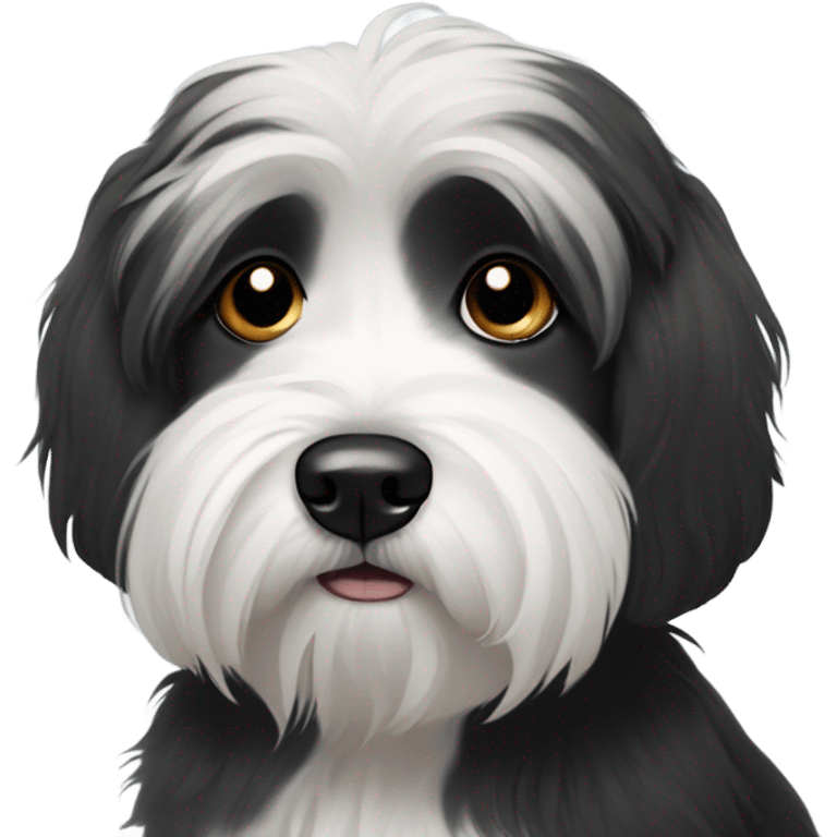 Black and white Havanese dog crying emoji