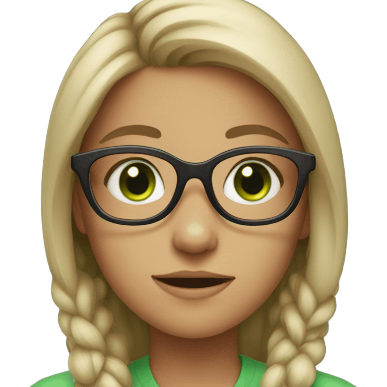 girl with glasses and green eyes realistic emoji