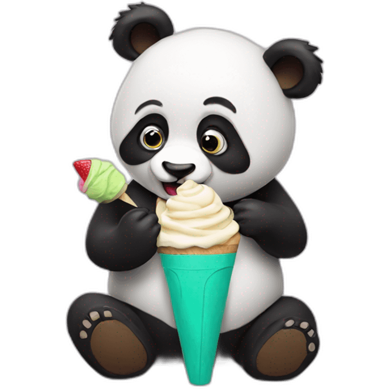 Panda eating ice cream emoji