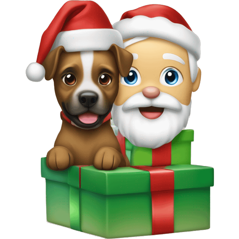 Weihnachtsmann mit Geschenken und einem Hund  emoji