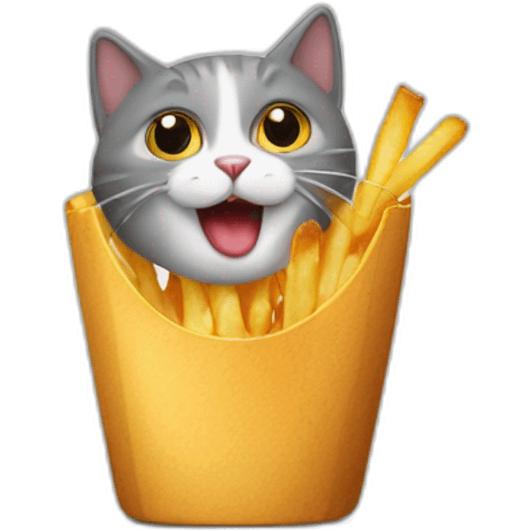 Un chat qui mange des frites  emoji