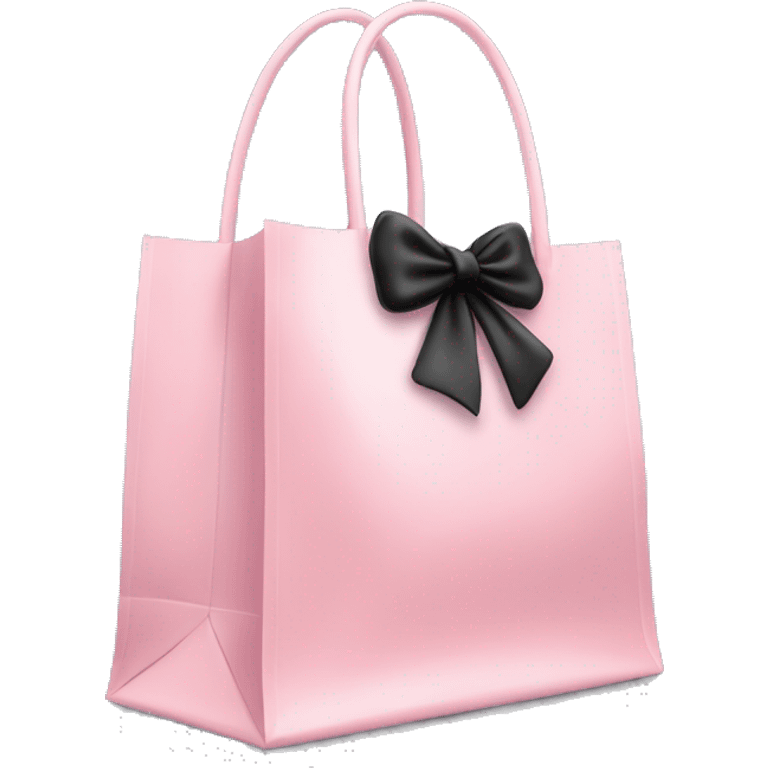 realistic light pink shopping bag with black bow emoji