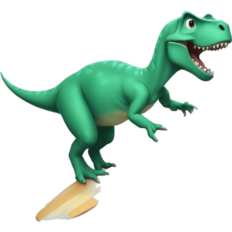 Dinosaur surfing emoji