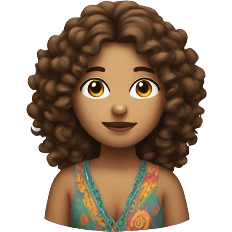 Curly brunette hippie plump emoji