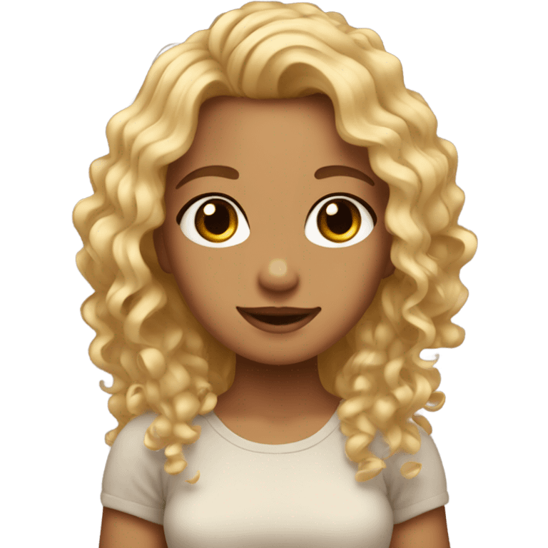 cute girl with blonde curly hair and tan skin emoji