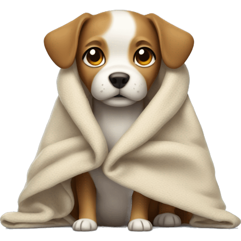 Little dog with Blanket around him emoji