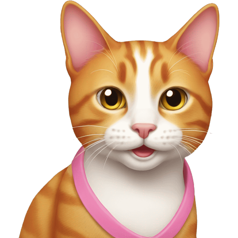 Ginger cat with pink  emoji