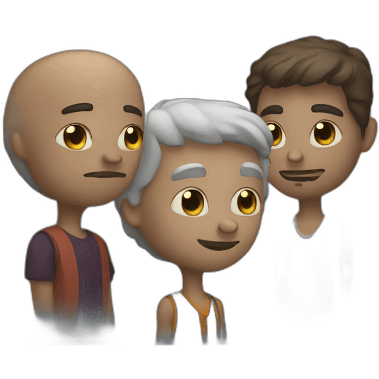 two white guys and a chicano looking at the moon emoji