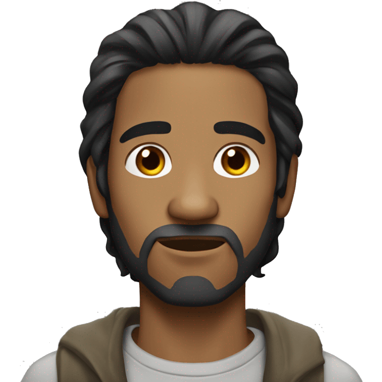 Homeless man with long straight black hair and tan skin emoji