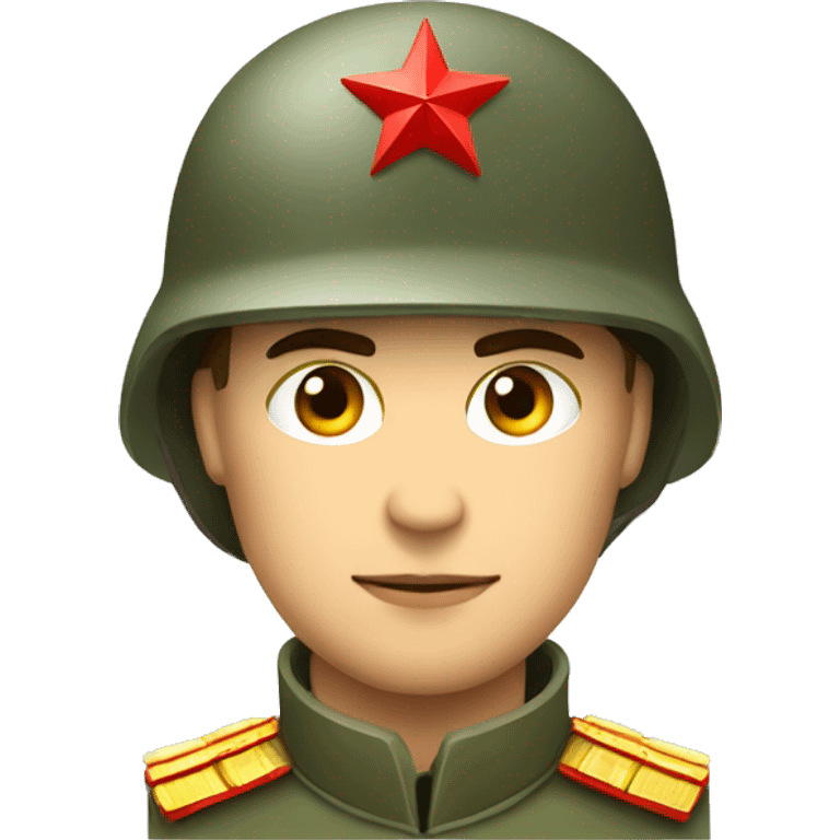 ussr soldier serious with military helmet with red star emoji