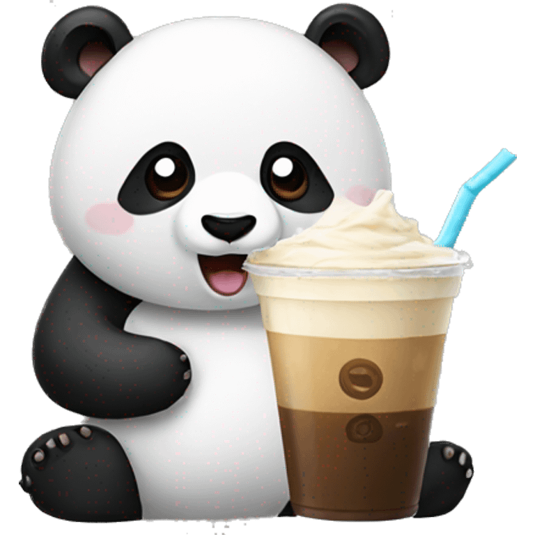 panda drinking ice latte emoji