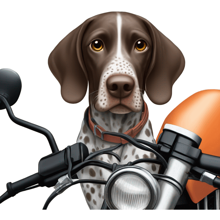 German shorthair pointer on a dirt bike emoji