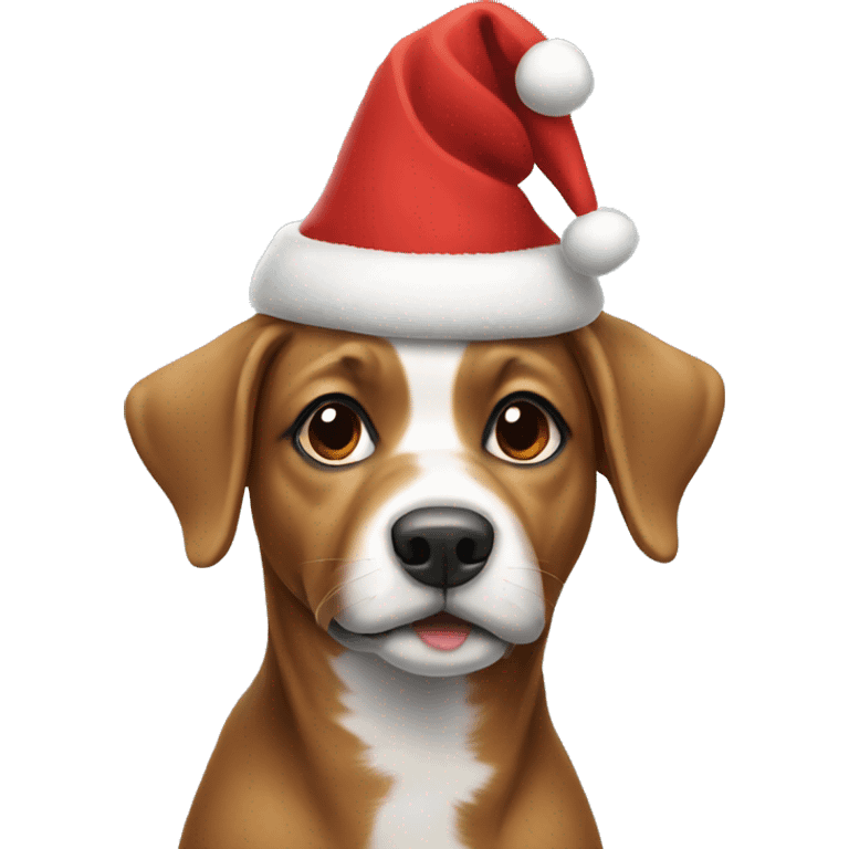 Dog wearing a Christmas hat emoji