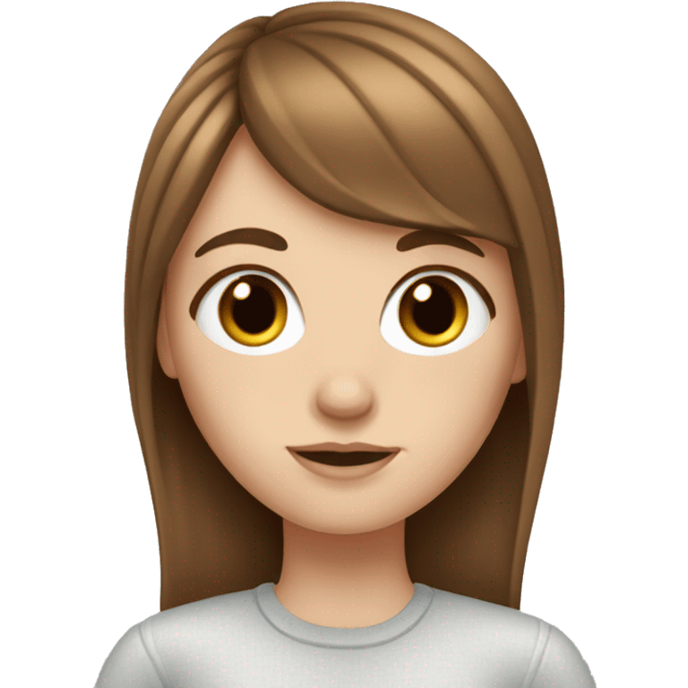 White girl with brown hair, bangs, and freckles emoji