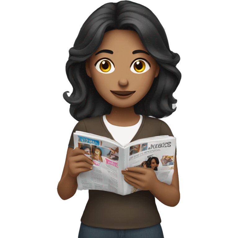 woman with dark hair reading a magazine emoji