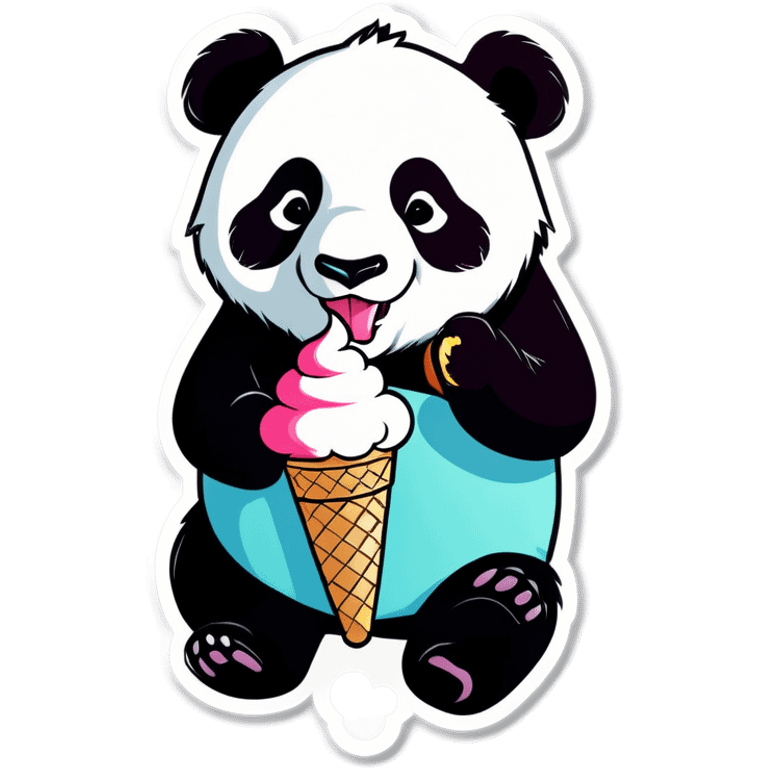 Panda eating ice cream emoji