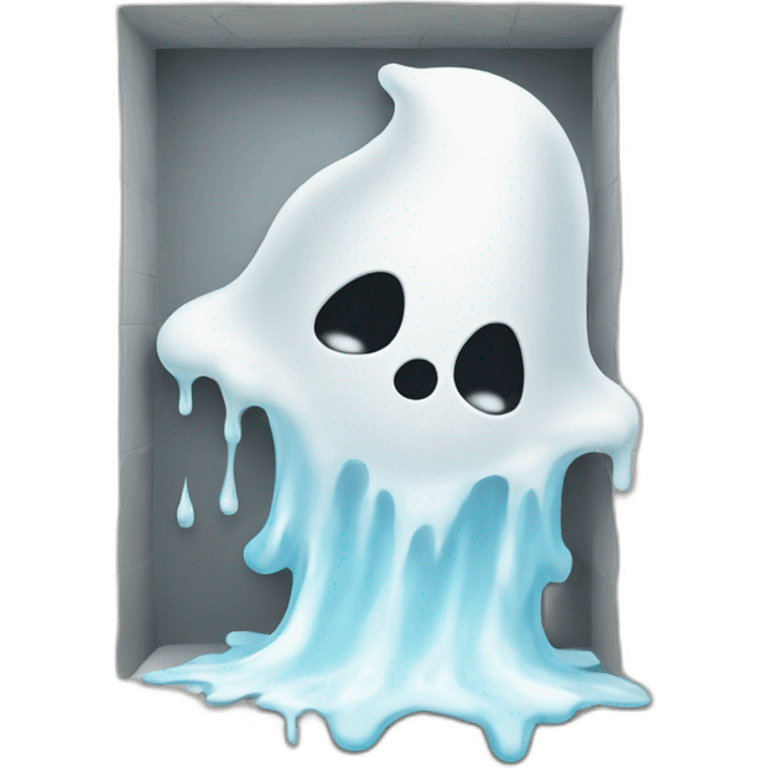 ghost appearing through wall ejecting a white milky substance spilled emoji