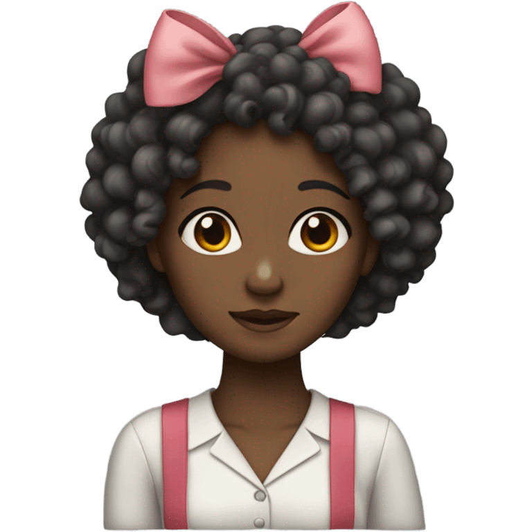 Black curly hair girl with a bow emoji