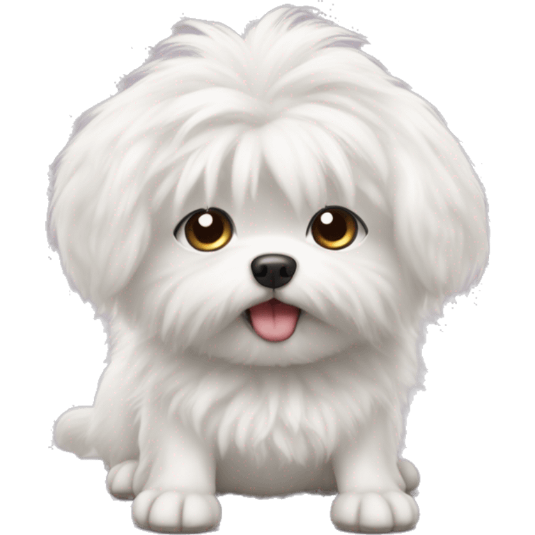 Annoying fluffy little white dog in a bow toe emoji