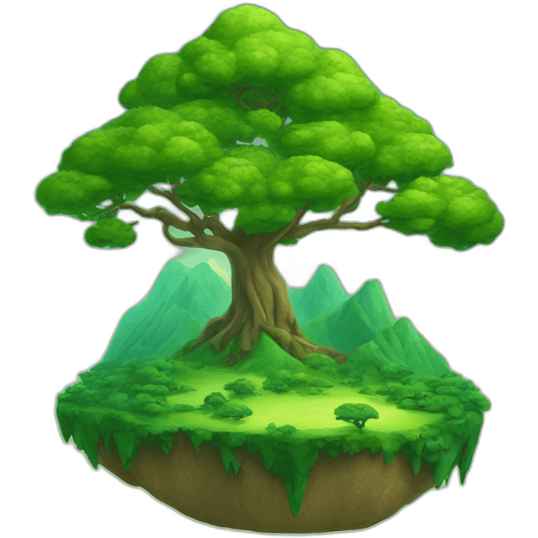 The island of dreams green mountains emoji