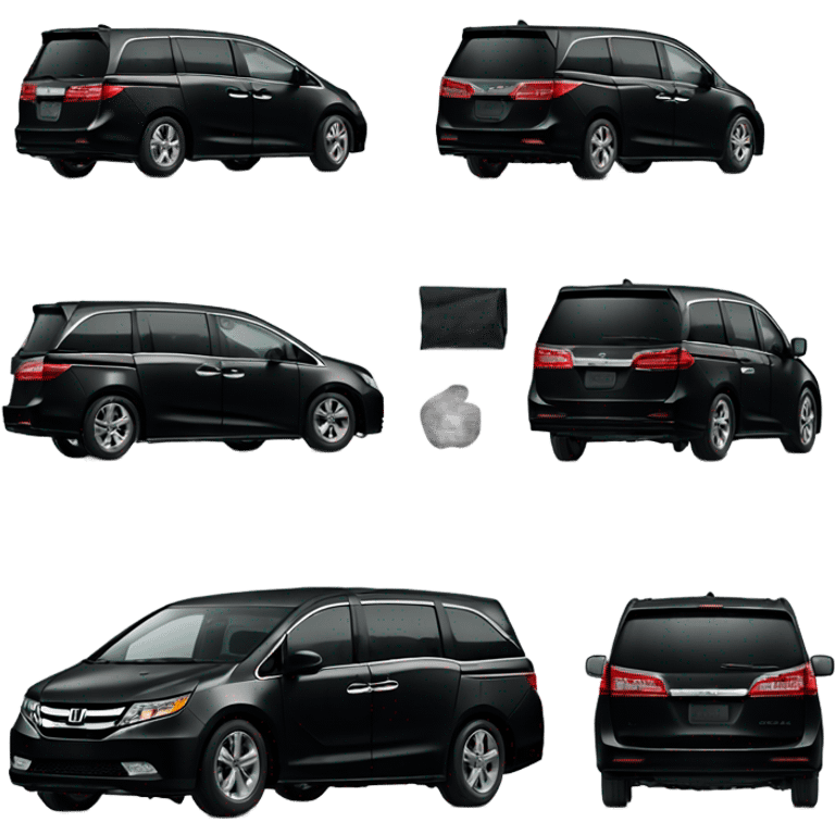 black honda odyssey minivan multiple angles angle. shiny. realistic. apple emoji style. emoji