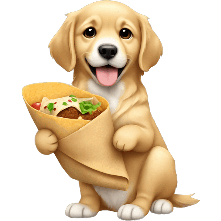 puppy golden retriever holding a burrito emoji