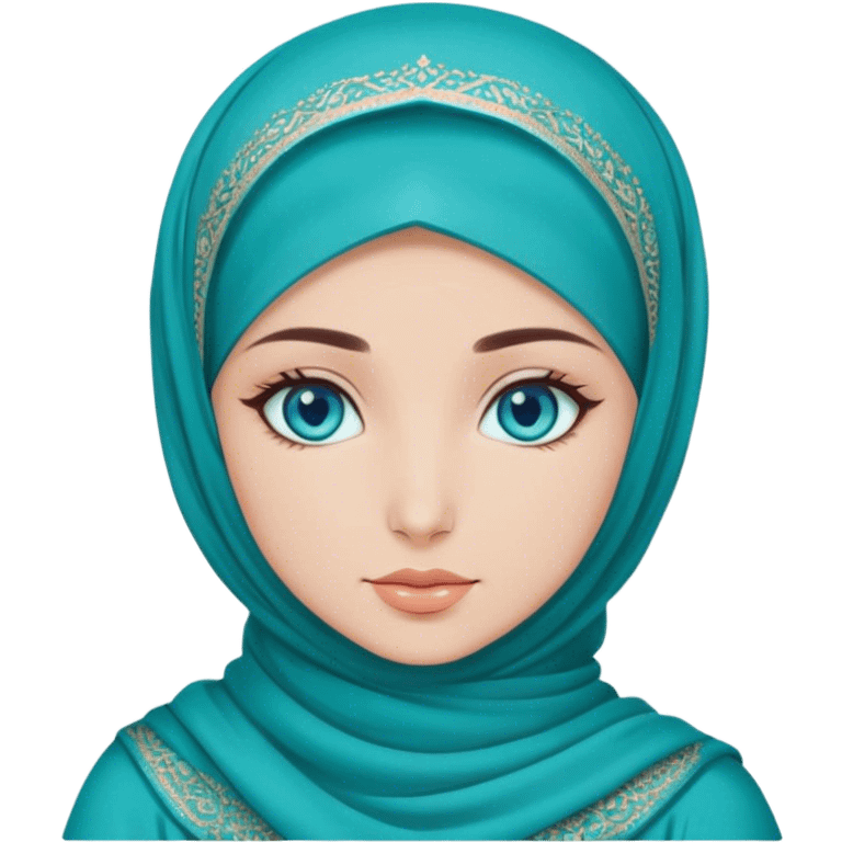 Turkish beautiful finish Konya girl blue eyes with hijab and turquoise stone dress emoji