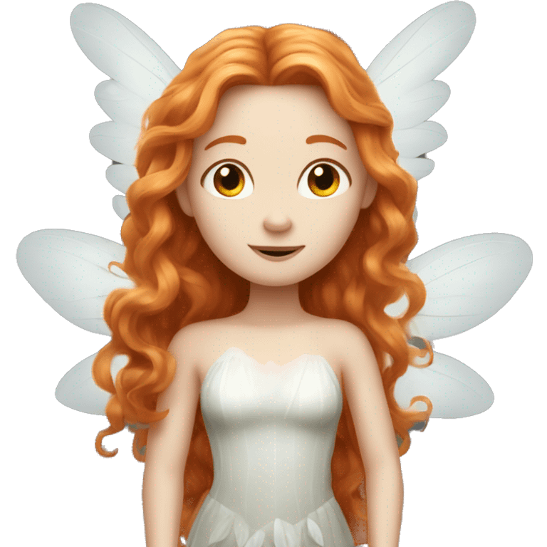 a white skin fairy, long ginger hair and wings emoji