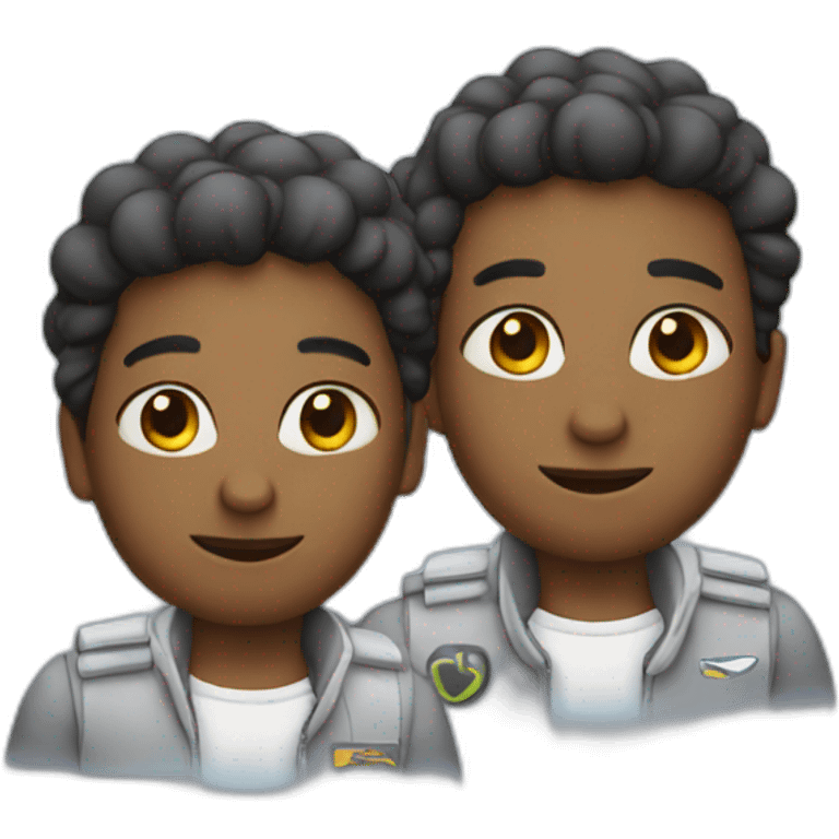 Two twin with a plane emoji