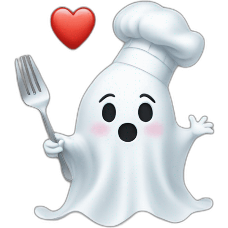 ghost with chef hat blowing a kiss heart emoji