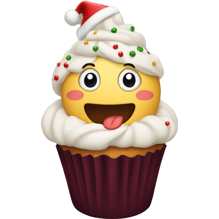 Happy Christmas cupcake emoji