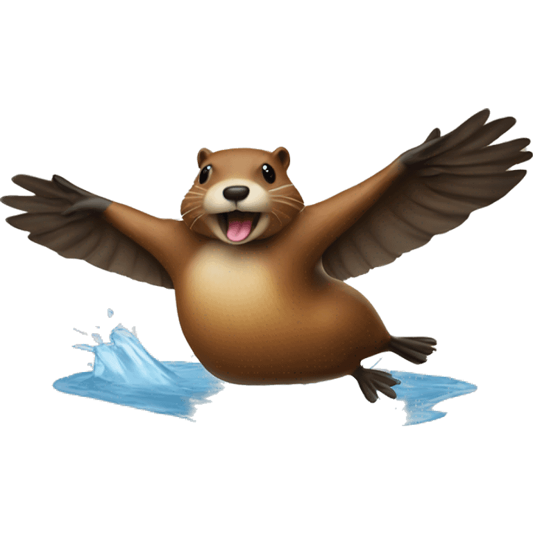  a beaver jumping over a duck emoji