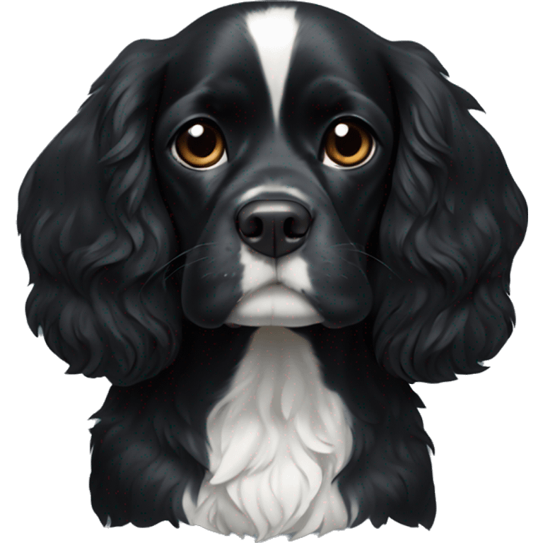 Small all black king spaniel with white on chest emoji