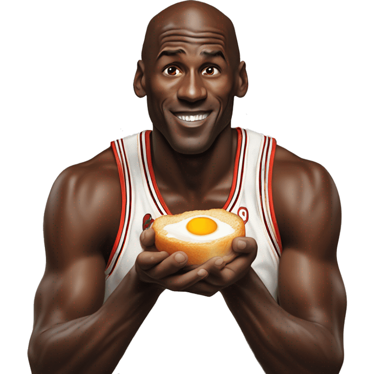 michael jordan eating fried eggs and apricot emoji