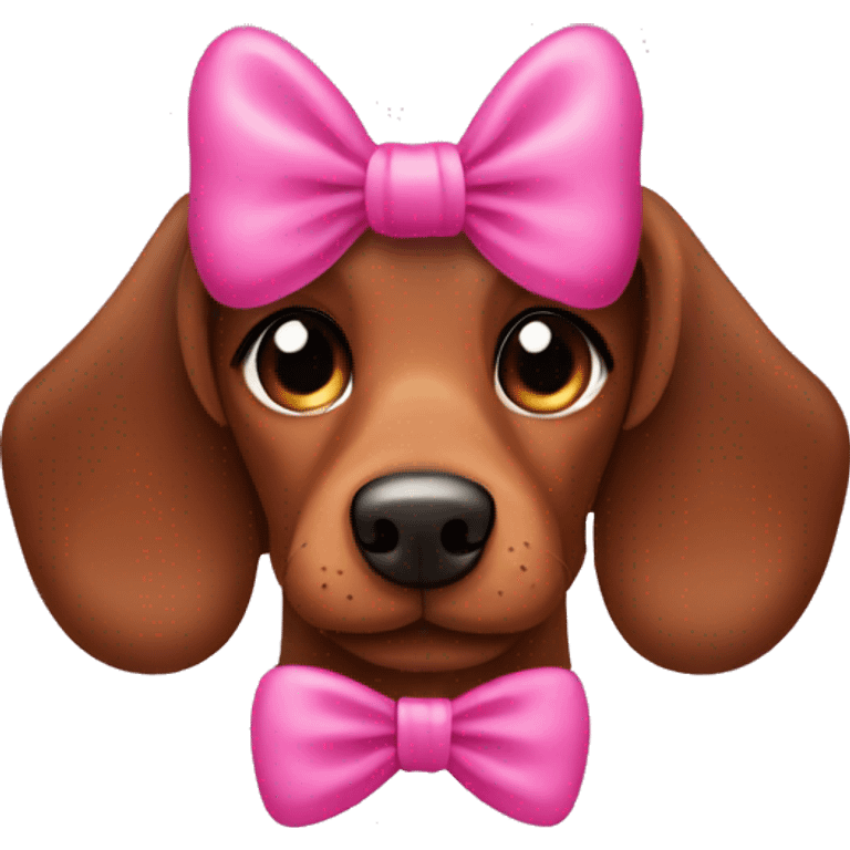 Brown sausage dog with a pink bow emoji