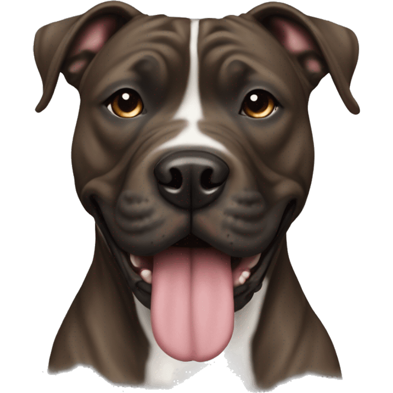 brindle American pit bull terrier with dark face emoji