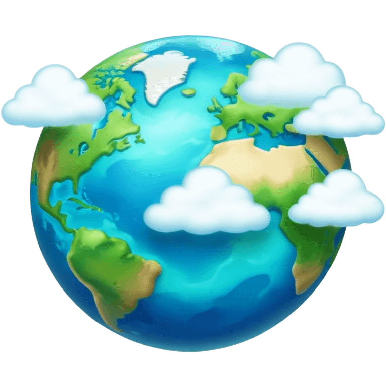 Cinematic Realistic Earth Emoji, depicted with vibrant blue oceans, clouds, and lush green continents rendered in exquisite detail, high shine, and a soft radiant glow that captures the dynamic, life-sustaining beauty of our home planet. emoji