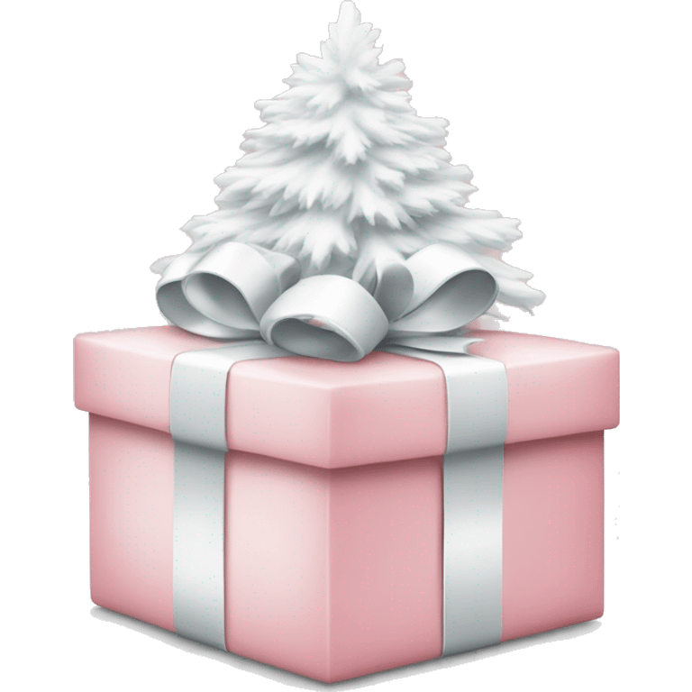 Light pink Christmas gifts under a white Christmas tree  emoji