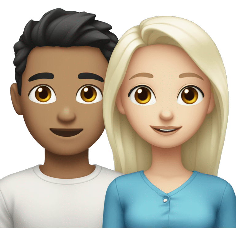 black haired girl with brown eyes next to a platinum blond haired boy with blue eyes  emoji