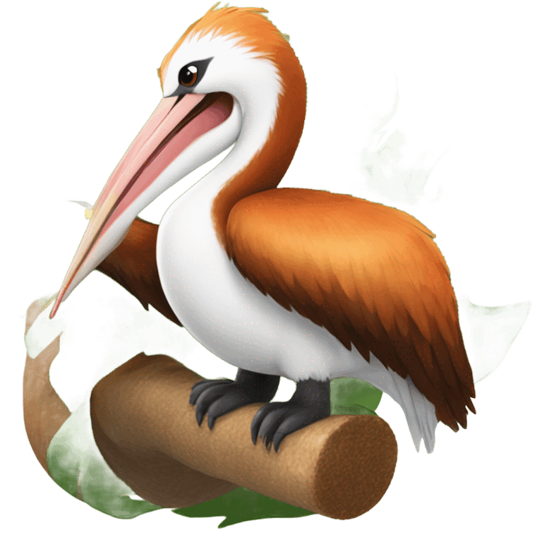 Pelican and a red panda together emoji