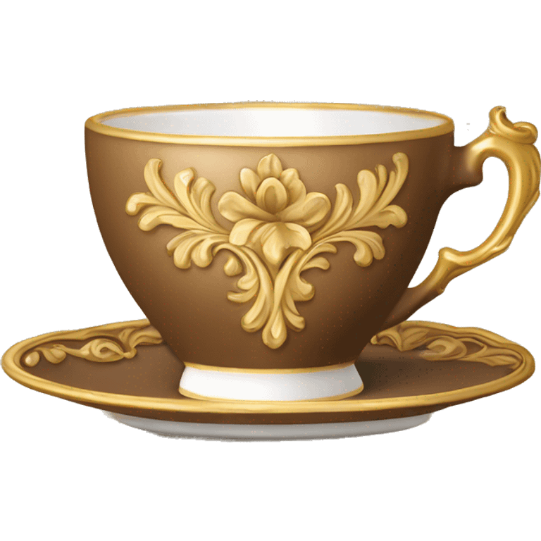 Light brown and gold vintage rococo coffee cup  emoji